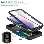 Anti-fall Phone Cover Kickstand For Samsung Galaxy S22+ 5G, Anti-scratch Phone Case Card Holder with Sliding Camera Lid