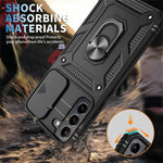 Anti-fall Phone Cover Kickstand For Samsung Galaxy S22+ 5G, Anti-scratch Phone Case Card Holder with Sliding Camera Lid
