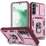 Anti-fall Phone Cover Kickstand For Samsung Galaxy S22+ 5G, Anti-scratch Phone Case Card Holder with Sliding Camera Lid