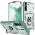Anti-fall Phone Cover Kickstand For Samsung Galaxy S22+ 5G, Anti-scratch Phone Case Card Holder with Sliding Camera Lid
