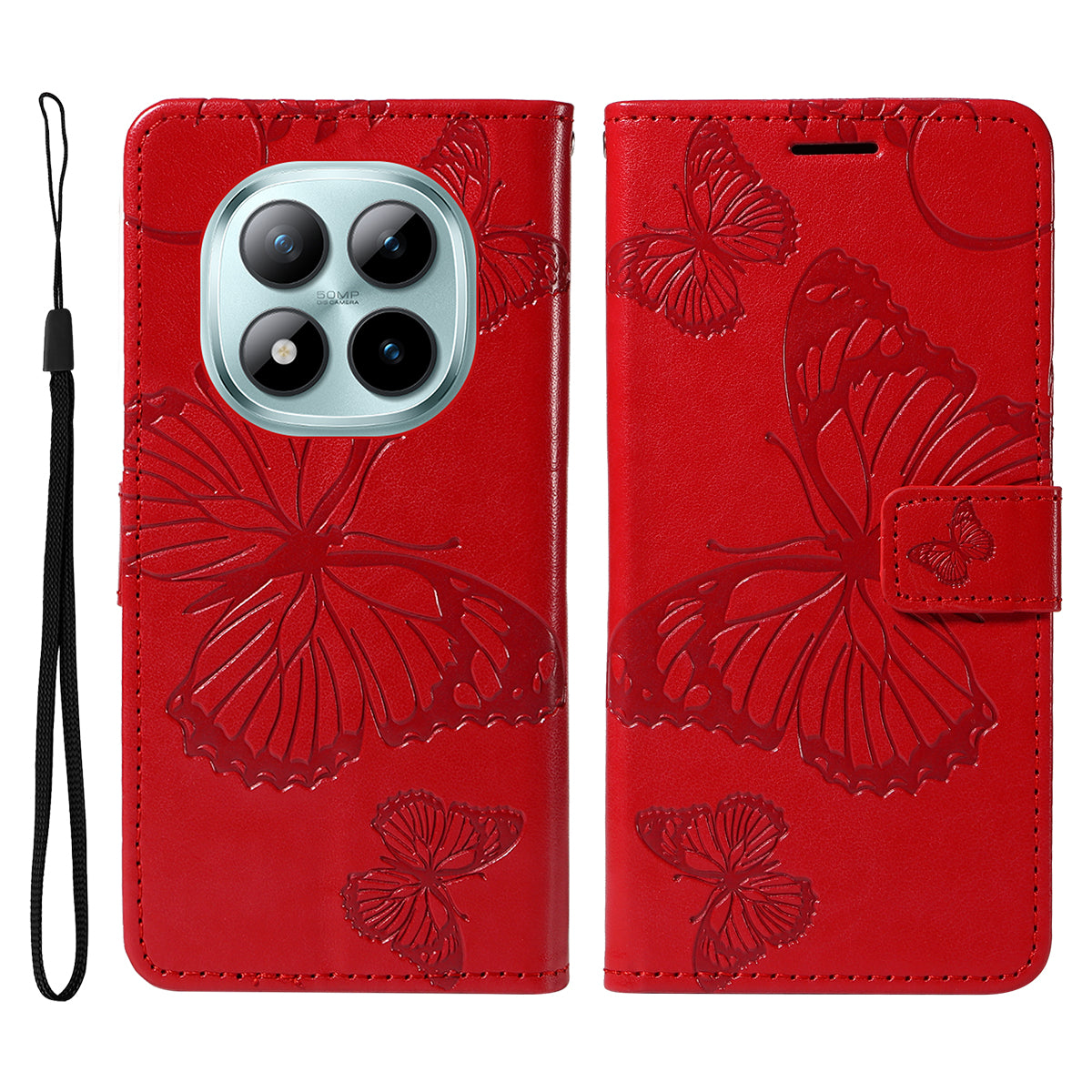 For Xiaomi Poco M8 Pro 5G / Redmi Note 15 Pro+ 5G (Global) Wallet Case Floral Butterfly Imprinted Leather Phone Cover Stand