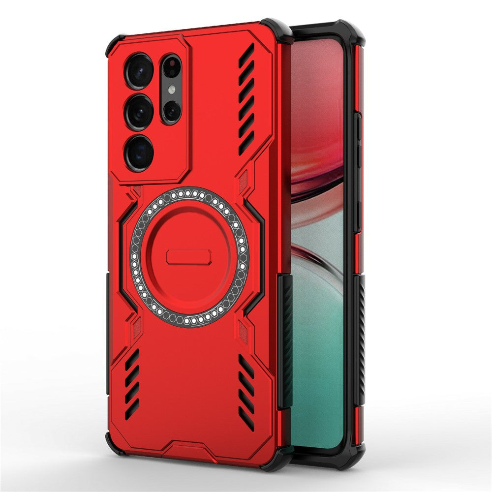 For Samsung Galaxy S21 Ultra 5G Magnetic Case Butterfly Armor Hollow Heat Dissipation PC + TPU Phone Cover