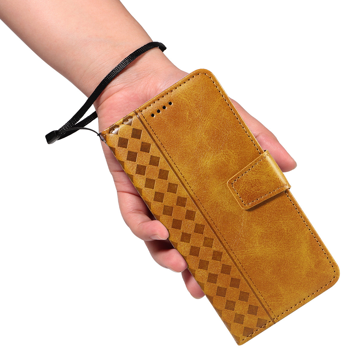 For Xiaomi Redmi Note 15 Pro 5G (Global) Leather Case Wallet Stand Grids Imprinted Phone Cover with Strap
