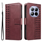 For Xiaomi Redmi Note 15 Pro 5G (Global) Leather Case Wallet Stand Grids Imprinted Phone Cover with Strap