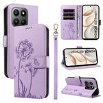 For Honor 400 Smart 4G Leather Wallet Case with Strap Dandelion Imprint Phone Stand Cover