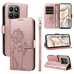 For Honor 400 Smart 4G Leather Wallet Case with Strap Dandelion Imprint Phone Stand Cover