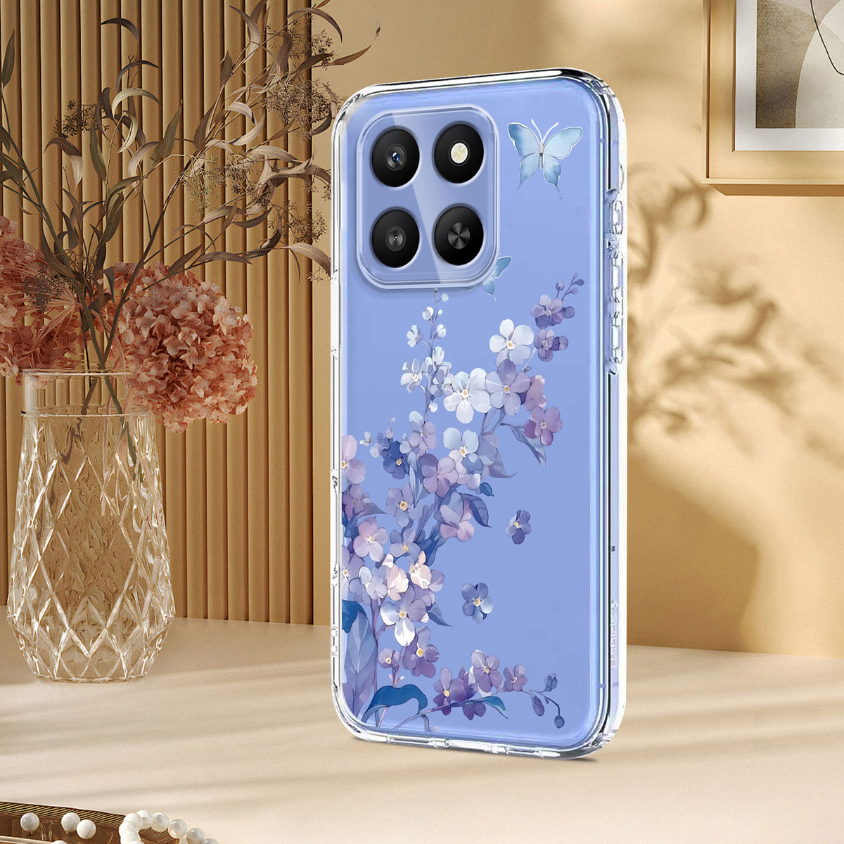 Til Honor 400 Smart 4G / Honor 400 Smart 5G Cover med sommerfugle- og blomstermønster, trykt TPU-telefonbagcover