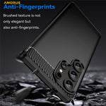 AMORUS For Samsung Galaxy S25 Ultra Case Carbon Fiber Texture Brushed Protective Phone Cover