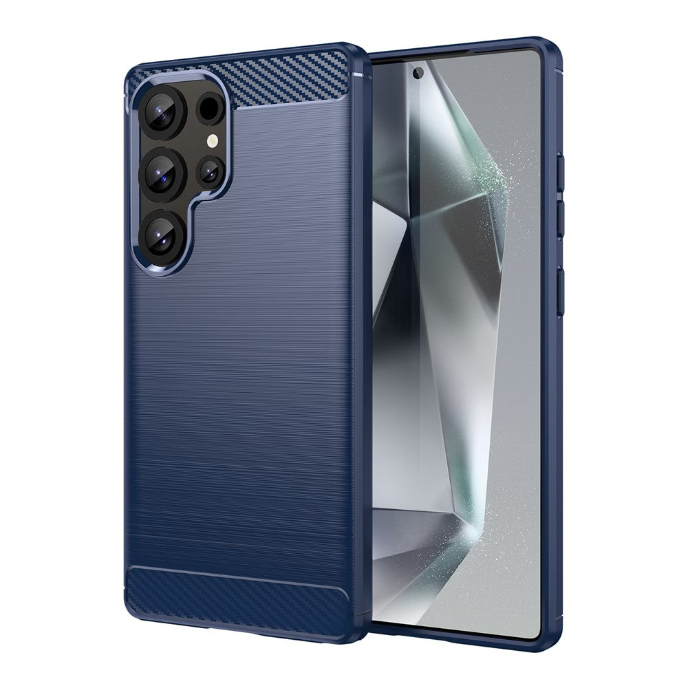 AMORUS Til Samsung Galaxy S25 Ultra Cover Kulfibertekstur Børstet Beskyttende Telefoncover