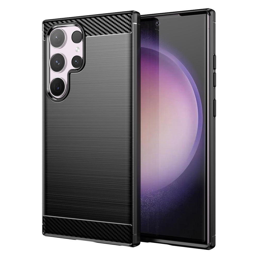 AMORUS For Samsung Galaxy S24 Ultra Case Carbon Fiber Texture Brushed Protective Phone Cover