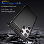 AMORUS For Samsung Galaxy S24 Ultra Case Carbon Fiber Texture Brushed Protective Phone Cover