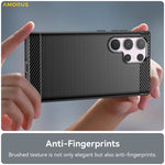 AMORUS For Samsung Galaxy S24 Ultra Case Carbon Fiber Texture Brushed Protective Phone Cover