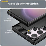 AMORUS For Samsung Galaxy S24 Ultra Case Carbon Fiber Texture Brushed Protective Phone Cover