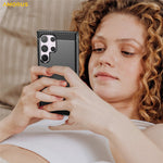 AMORUS For Samsung Galaxy S24 Ultra Case Carbon Fiber Texture Brushed Protective Phone Cover