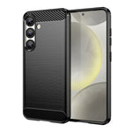 AMORUS til Samsung Galaxy S25 / S24 Cover Kulfibertekstur Børstet Beskyttende Telefoncover