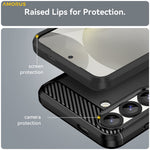 AMORUS For Samsung Galaxy S25+  /  S24+ Case Carbon Fiber Texture Brushed Protective Phone Cover