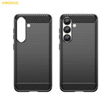 AMORUS For Samsung Galaxy S25+  /  S24+ Case Carbon Fiber Texture Brushed Protective Phone Cover