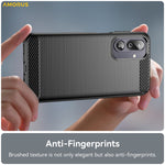 AMORUS Bakskal till Samsung Galaxy F36 5G / M36 5G / F16 5G / M16 5G Kolfiberstruktur Borstad Skyddande mobilskal