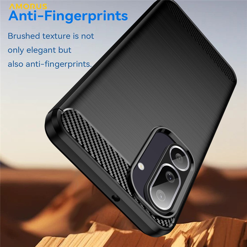 AMORUS For Samsung Galaxy F56 5G  /  M56 5G Case Carbon Fiber Texture Brushed Protective Phone Cover