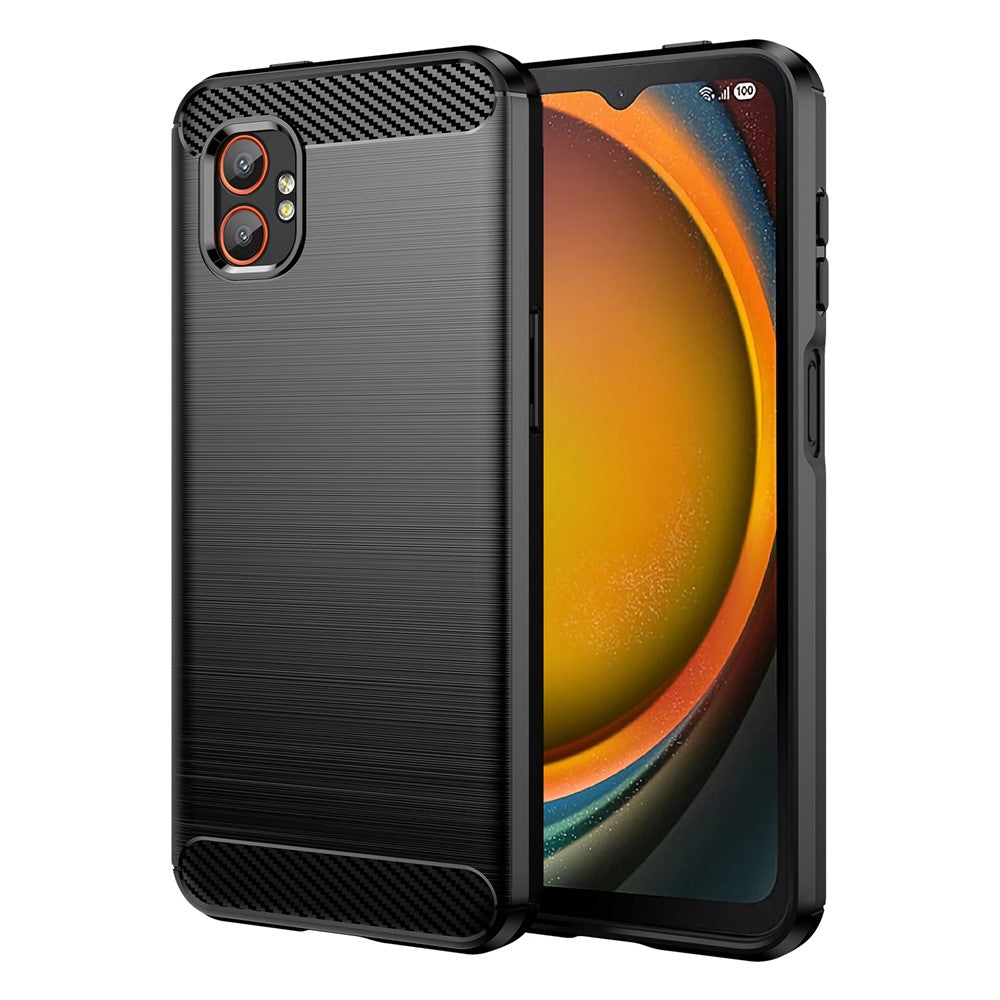 AMORUS For Samsung Galaxy XCover7 Pro Case Carbon Fiber Texture Brushed Protective Phone Cover
