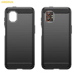 AMORUS For Samsung Galaxy XCover7 Pro Case Carbon Fiber Texture Brushed Protective Phone Cover