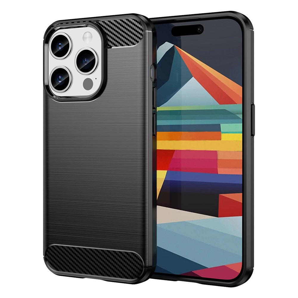 AMORUS For iPhone 15 Pro Case Carbon Fiber Texture Brushed Protective Phone Cover