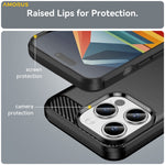 AMORUS For iPhone 15 Pro Case Carbon Fiber Texture Brushed Protective Phone Cover