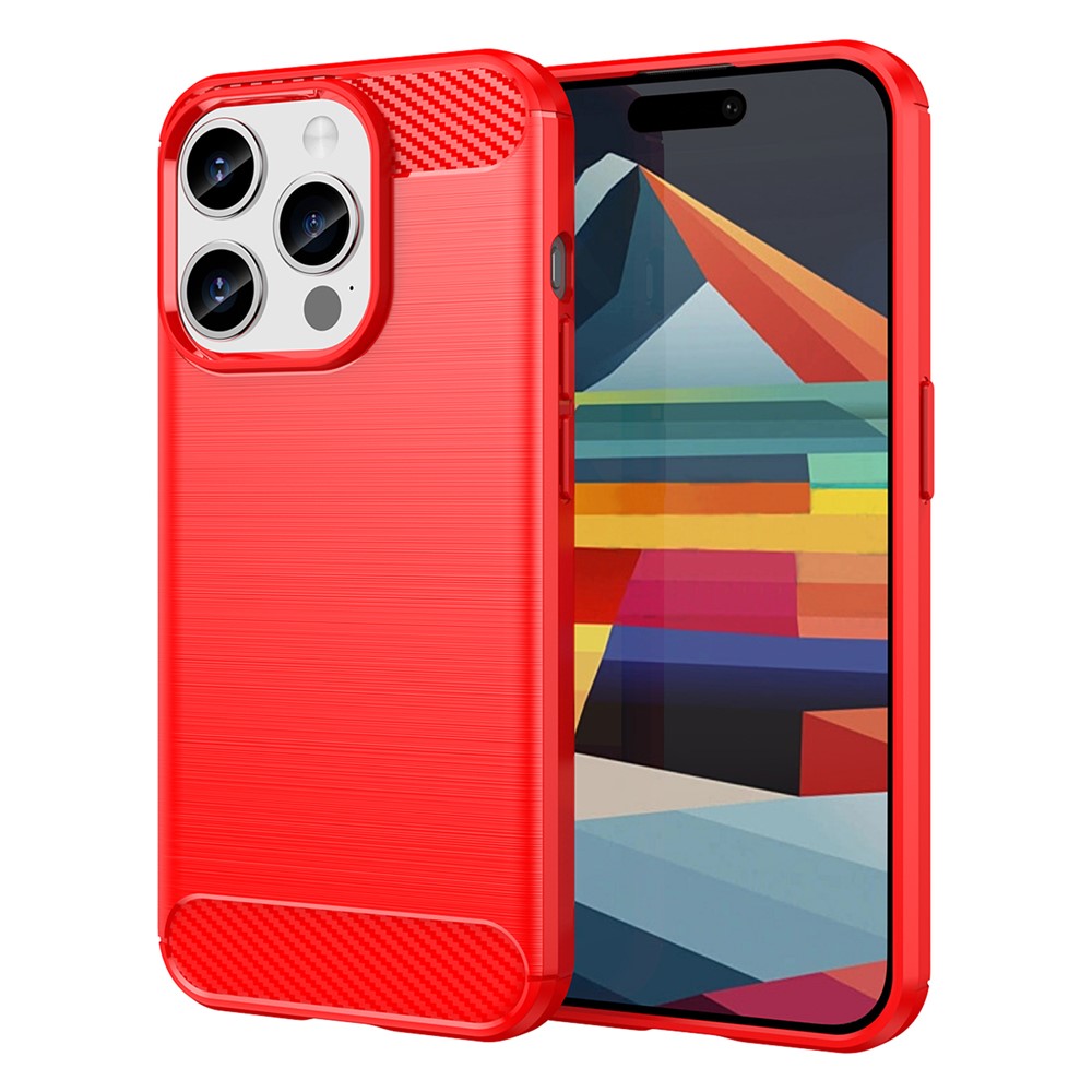 AMORUS For iPhone 15 Pro Case Carbon Fiber Texture Brushed Protective Phone Cover