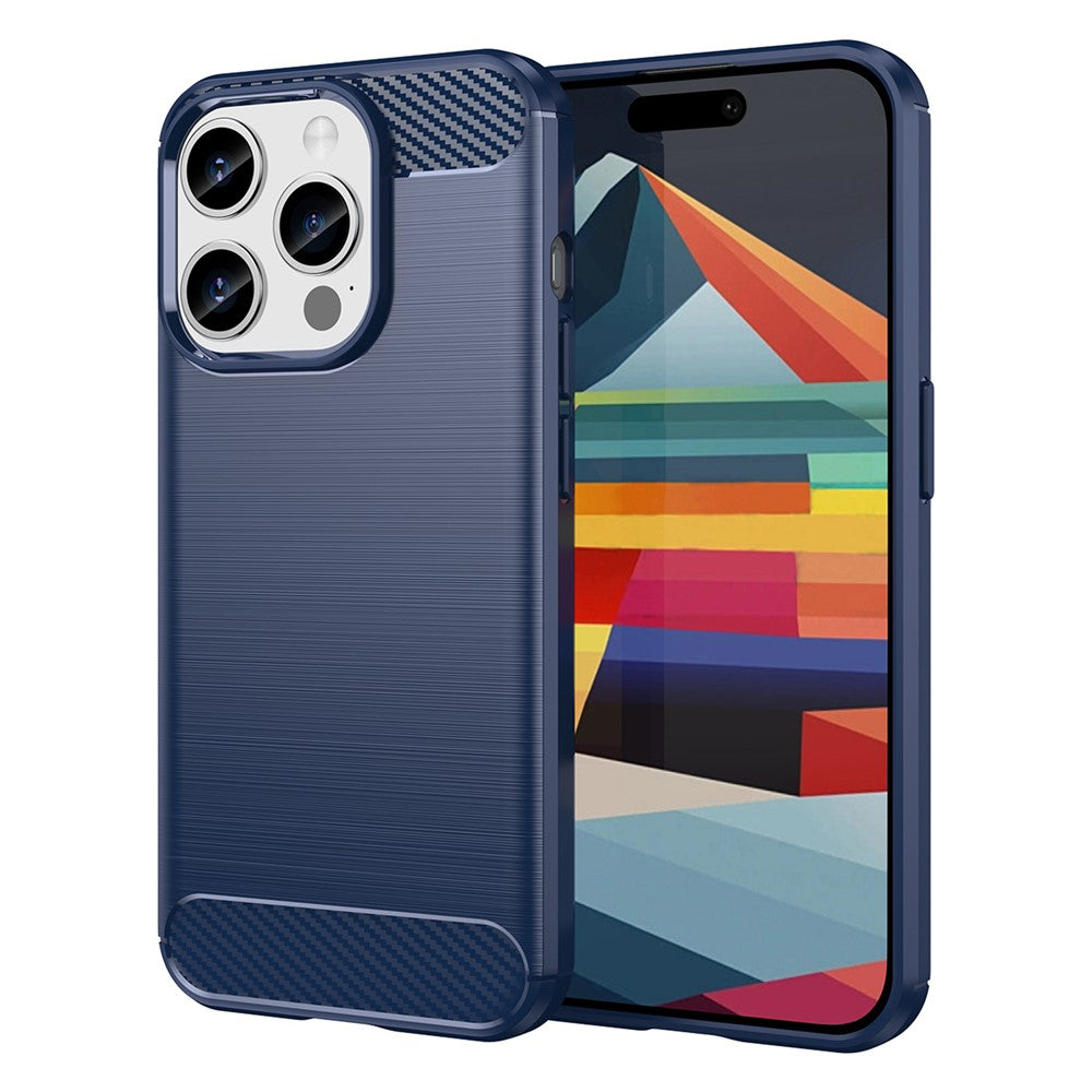 AMORUS For iPhone 15 Pro Case Carbon Fiber Texture Brushed Protective Phone Cover