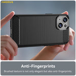 AMORUS For iPhone 15 Case Carbon Fiber Texture Brushed Protective Phone Cover