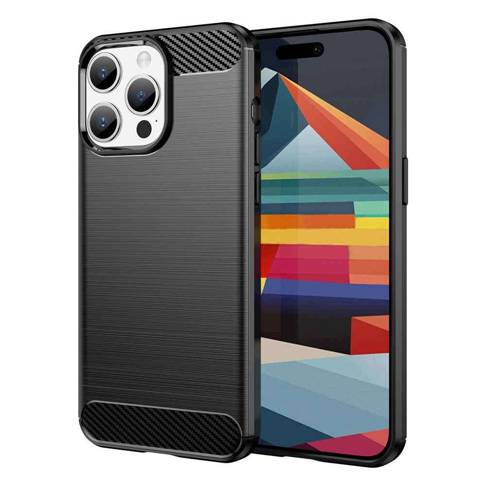 AMORUS For iPhone 15 Pro Max Case Carbon Fiber Texture Brushed Protective Phone Cover