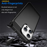 AMORUS For iPhone 15 Pro Max Case Carbon Fiber Texture Brushed Protective Phone Cover