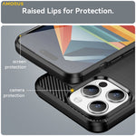 AMORUS For iPhone 15 Pro Max Case Carbon Fiber Texture Brushed Protective Phone Cover