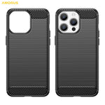 AMORUS For iPhone 15 Pro Max Case Carbon Fiber Texture Brushed Protective Phone Cover