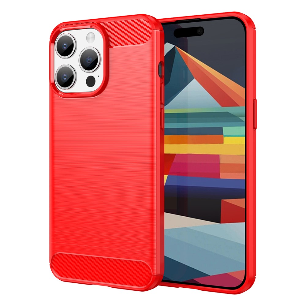 AMORUS For iPhone 15 Pro Max Case Carbon Fiber Texture Brushed Protective Phone Cover