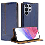 For Samsung Galaxy S26 Ultra Case L-Shaped Grid Pattern Leather Stand Phone Cover with Card Slots