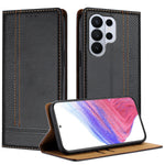 For Samsung Galaxy S26 Ultra Case L-Shaped Grid Pattern Leather Stand Phone Cover with Card Slots