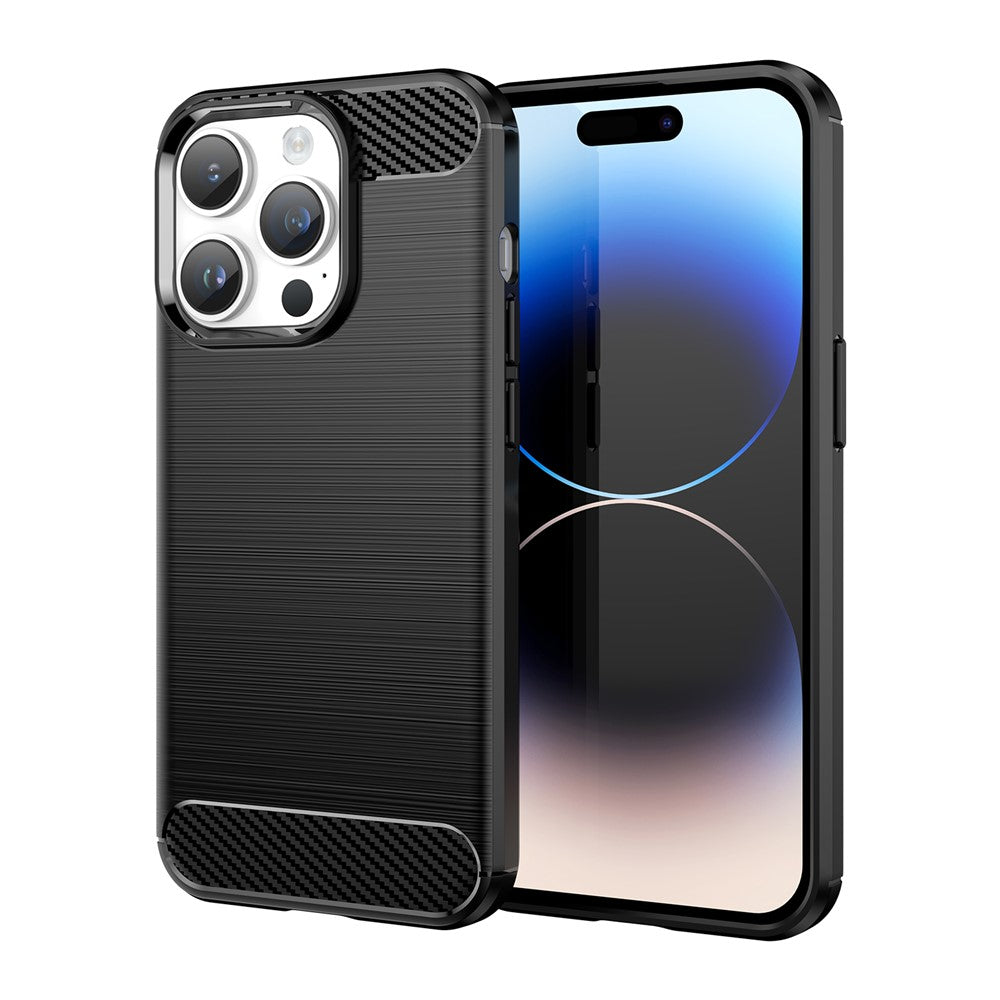 AMORUS For iPhone 14 Pro Max Case Carbon Fiber Texture Brushed Protective Phone Cover