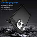 AMORUS For iPhone 14 Pro Max Case Carbon Fiber Texture Brushed Protective Phone Cover