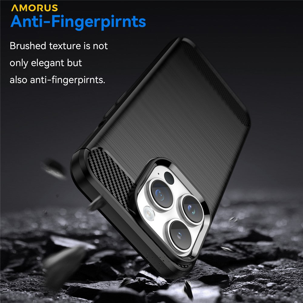 AMORUS For iPhone 14 Pro Max Case Carbon Fiber Texture Brushed Protective Phone Cover