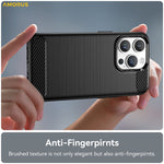 AMORUS For iPhone 14 Pro Max Case Carbon Fiber Texture Brushed Protective Phone Cover
