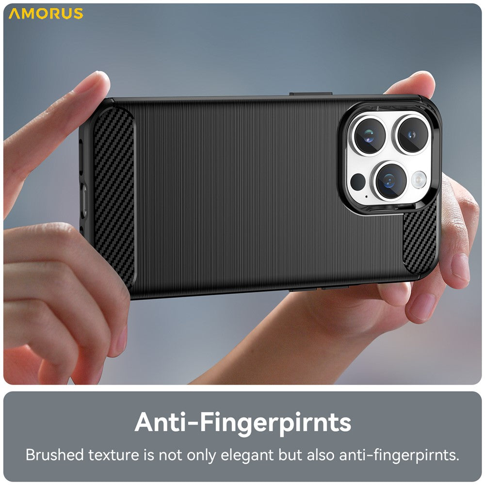 AMORUS For iPhone 14 Pro Max Case Carbon Fiber Texture Brushed Protective Phone Cover
