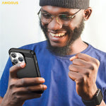 AMORUS For iPhone 14 Pro Max Case Carbon Fiber Texture Brushed Protective Phone Cover