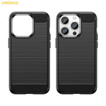 AMORUS For iPhone 14 Pro Max Case Carbon Fiber Texture Brushed Protective Phone Cover
