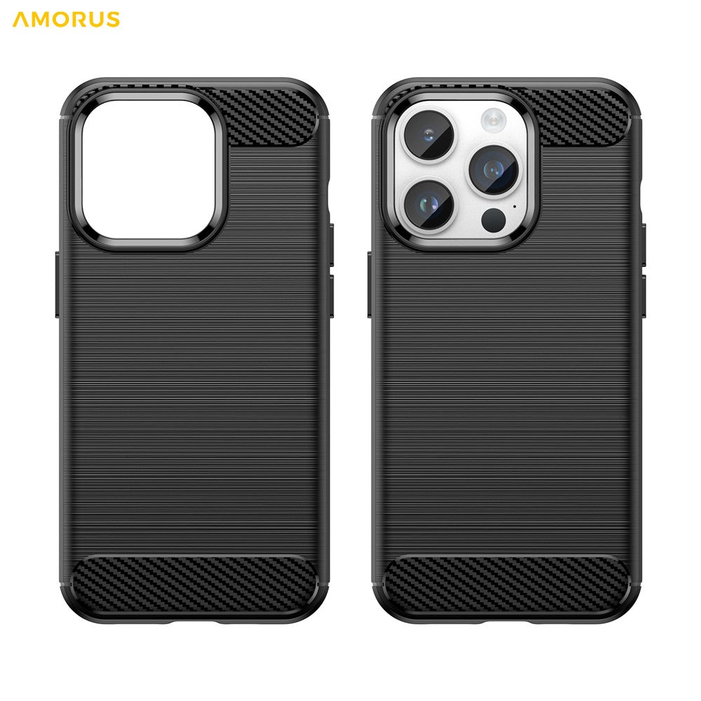 AMORUS For iPhone 14 Pro Max Case Carbon Fiber Texture Brushed Protective Phone Cover