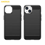AMORUS For iPhone 14 Plus Case Carbon Fiber Texture Brushed Protective Phone Cover