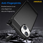 AMORUS For iPhone 14 Plus Case Carbon Fiber Texture Brushed Protective Phone Cover