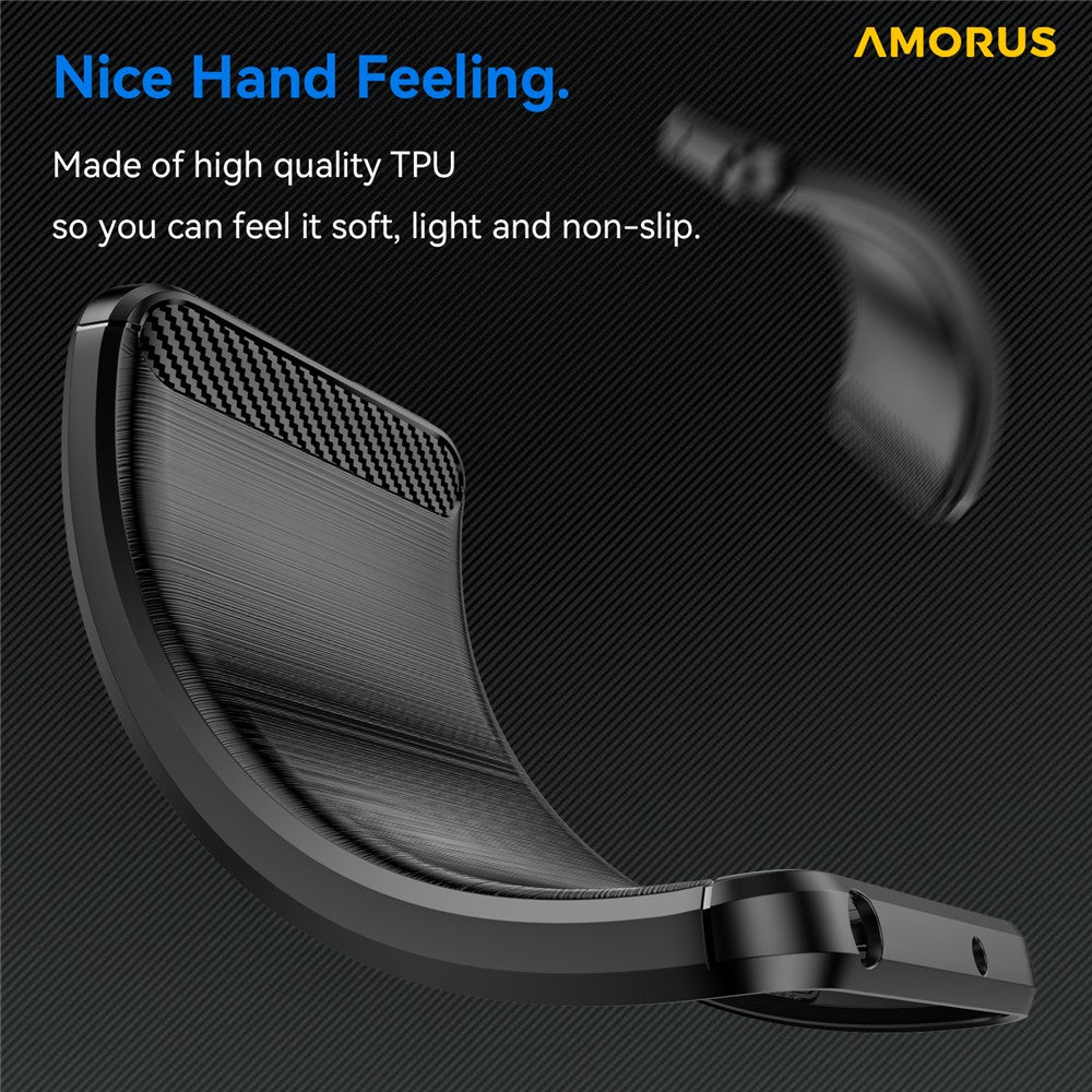 AMORUS For iPhone 14 Plus Case Carbon Fiber Texture Brushed Protective Phone Cover