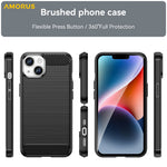 AMORUS For iPhone 14 Plus Case Carbon Fiber Texture Brushed Protective Phone Cover