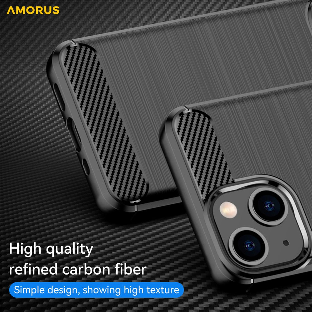 AMORUS For iPhone 13 mini Case Carbon Fiber Texture Brushed Protective Phone Cover